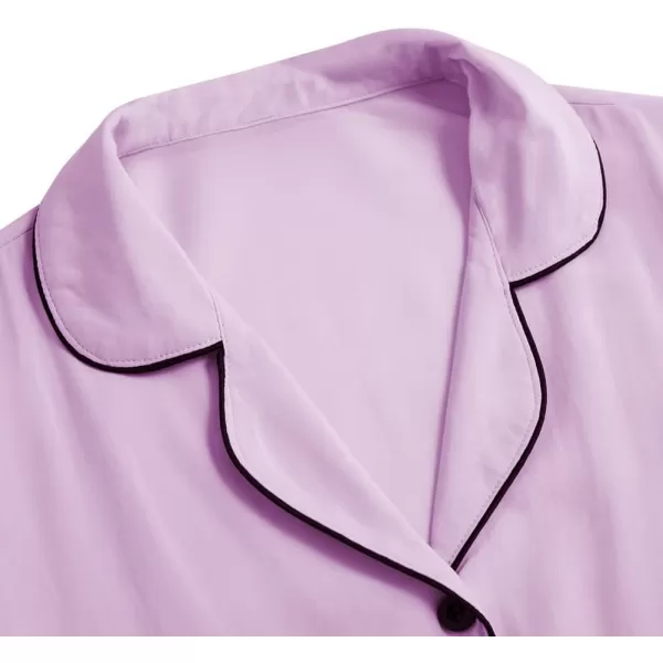 LYANER Women's Cotton Pajamas Set Buttons Short Sleeve Shirt with Shorts Set PJs Loungewear