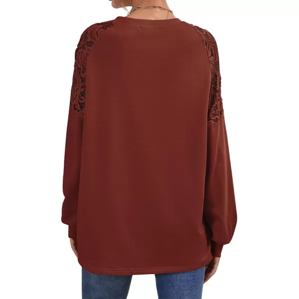 LYANER Women's Crewneck Lace Long Sleeve Hollow Out Sweatshirt Pullover Tops