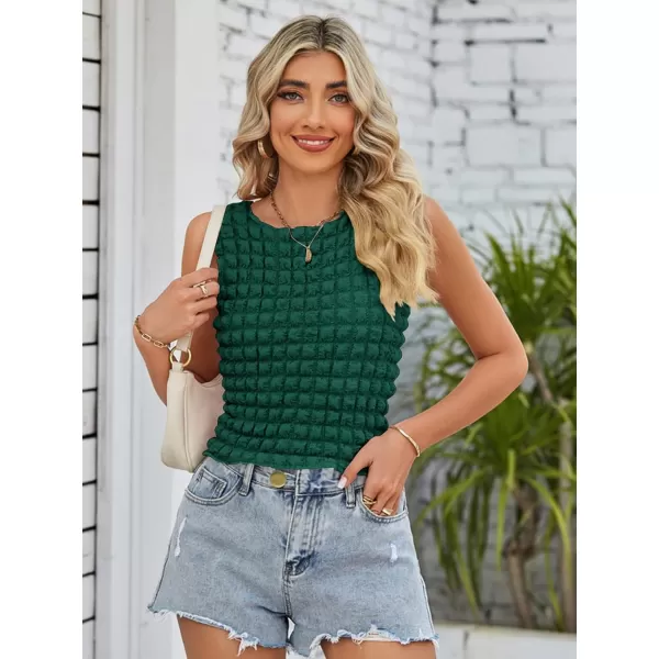 LYANER Women's Crewneck Popcorn Crop Tops Sleeveless Going Out Tops Tank Shirt