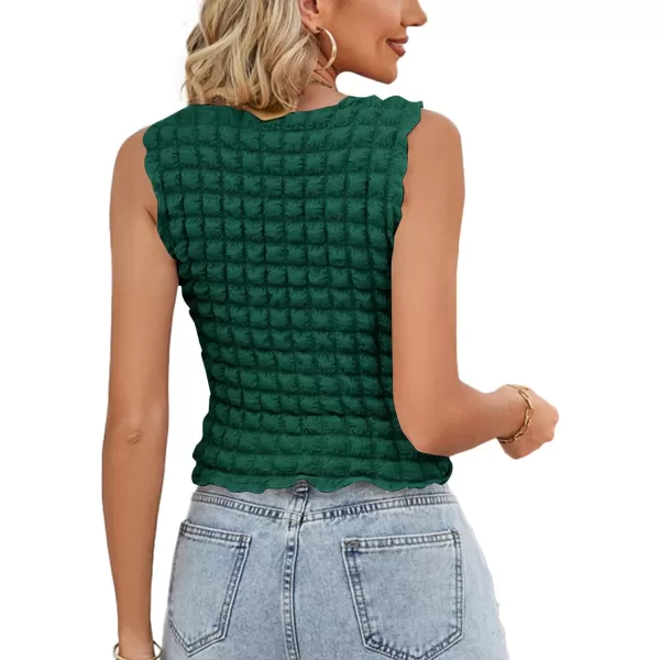 LYANER Women's Crewneck Popcorn Crop Tops Sleeveless Going Out Tops Tank Shirt