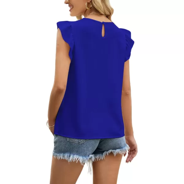 LYANER Women's Crewneck Ruffle Trim Sleeveless Summer Tunic Blouse Tank Top