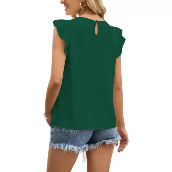 LYANER Women's Crewneck Ruffle Trim Sleeveless Summer Tunic Blouse Tank Top