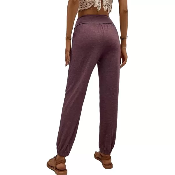 LYANER Women's Crossover High Waisted Pants Yoga Pants with Pockets Lounge Pajamas Casual Sweatpants