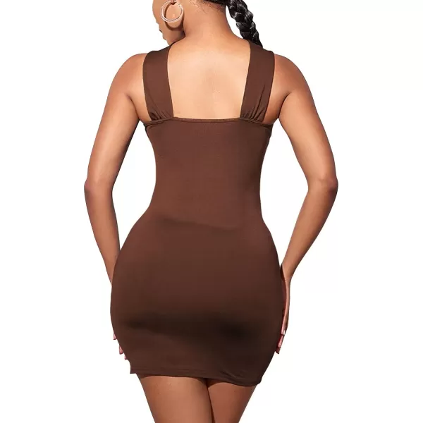 LYANER Women's Cut Out Crisscross Halter Bodycon Wrap Sexy Tank Midi Dress