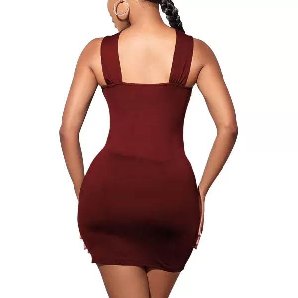 LYANER Women's Cut Out Crisscross Halter Bodycon Wrap Sexy Tank Midi Dress