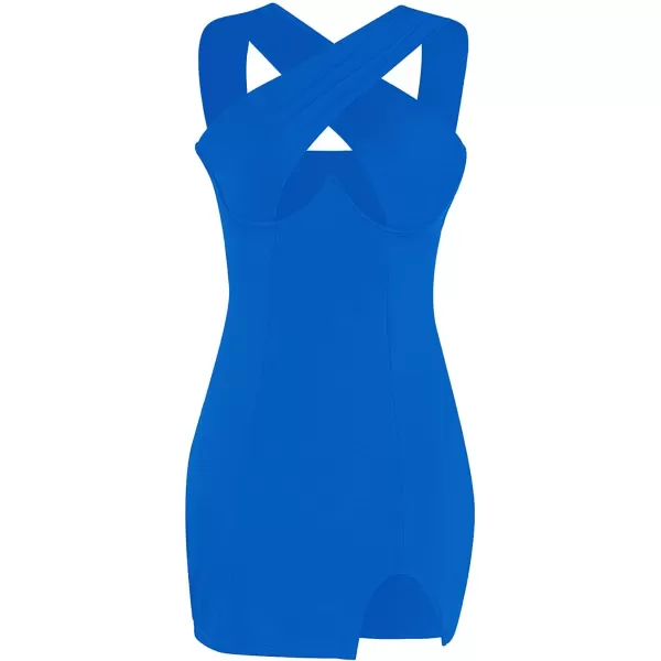 LYANER Women's Cut Out Halter Wrap Sexy Bodycon Party Sleeveless Tank Mini Dress