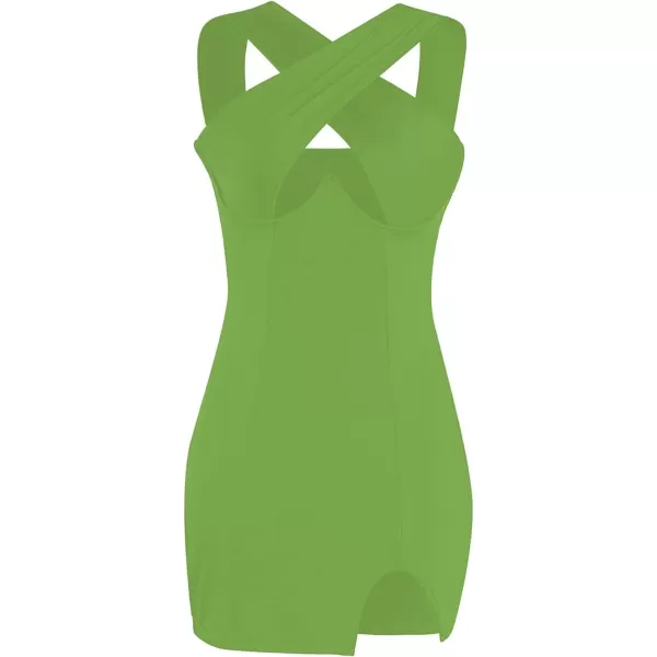 LYANER Women's Cut Out Halter Wrap Sexy Bodycon Party Sleeveless Tank Mini Dress