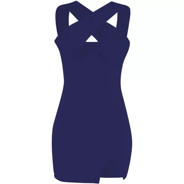LYANER Women's Cut Out Halter Wrap Sexy Bodycon Party Sleeveless Tank Mini Dress