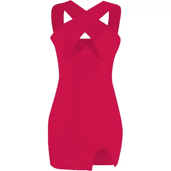 LYANER Women's Cut Out Halter Wrap Sexy Bodycon Party Sleeveless Tank Mini Dress