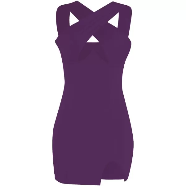 LYANER Women's Cut Out Halter Wrap Sexy Bodycon Party Sleeveless Tank Mini Dress