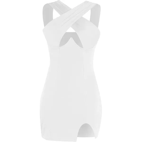 LYANER Women's Cut Out Halter Wrap Sexy Bodycon Party Sleeveless Tank Mini Dress
