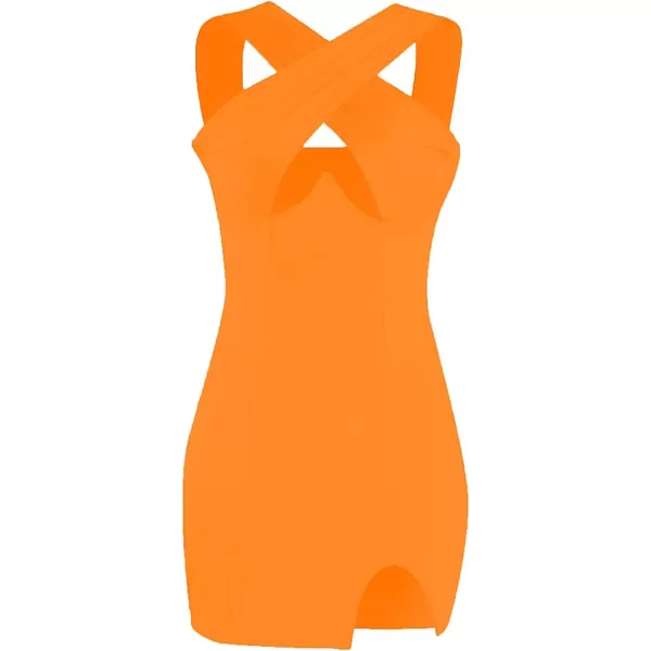 LYANER Women's Cut Out Halter Wrap Sexy Bodycon Party Sleeveless Tank Mini Dress