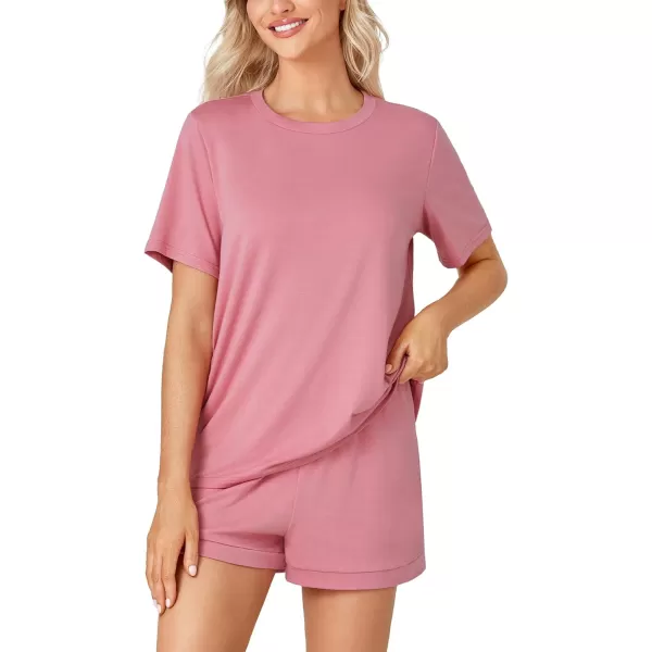 LYANER Women's Cute Pajama Sets Short Sleeve Comfy Sleepwear Top and Shorts 2 Piece PJ Sets