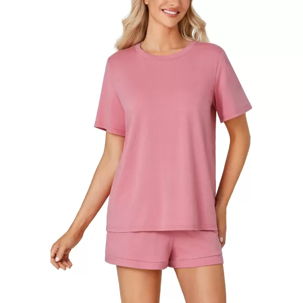LYANER Women's Cute Pajama Sets Short Sleeve Comfy Sleepwear Top and Shorts 2 Piece PJ Sets