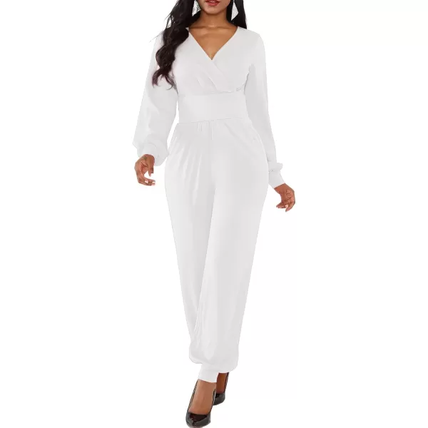 LYANER Women's Deep V Neck Long Sleeve Wrap Front Jumpsuit Pant Cocktail Party Romper