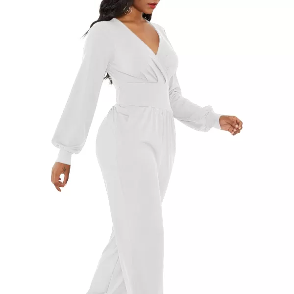 LYANER Women's Deep V Neck Long Sleeve Wrap Front Jumpsuit Pant Cocktail Party Romper