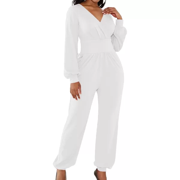 LYANER Women's Deep V Neck Long Sleeve Wrap Front Jumpsuit Pant Cocktail Party Romper