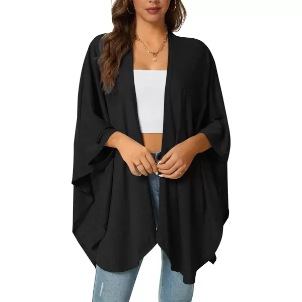 LYANER Women's Drape Front Open Irregular Hem 3/4 Batwing Sleeve Knitted Cardigan Outwear Coat