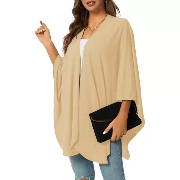 LYANER Women's Drape Front Open Irregular Hem 3/4 Batwing Sleeve Knitted Cardigan Outwear Coat