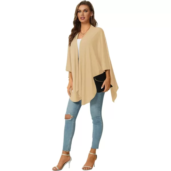 LYANER Women's Drape Front Open Irregular Hem 3/4 Batwing Sleeve Knitted Cardigan Outwear Coat