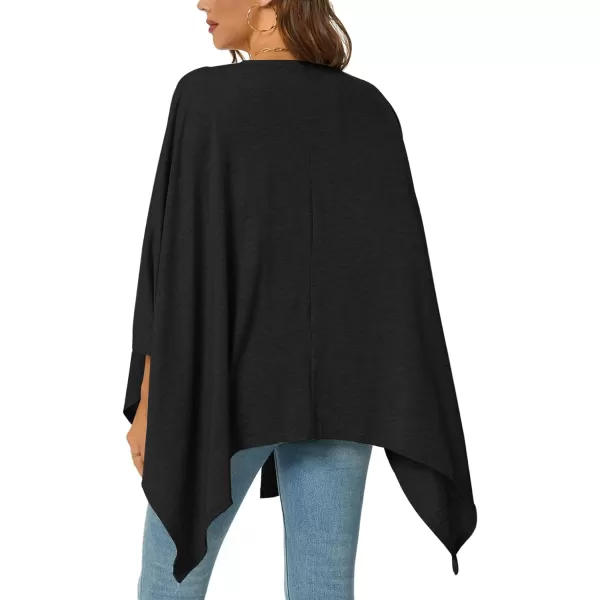 LYANER Women's Drape Front Open Irregular Hem 3/4 Batwing Sleeve Knitted Cardigan Outwear Coat