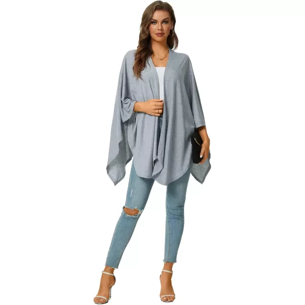LYANER Women's Drape Front Open Irregular Hem 3/4 Batwing Sleeve Knitted Cardigan Outwear Coat