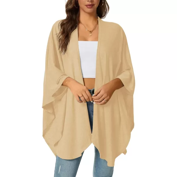 LYANER Women's Drape Front Open Irregular Hem 3/4 Batwing Sleeve Knitted Cardigan Outwear Coat