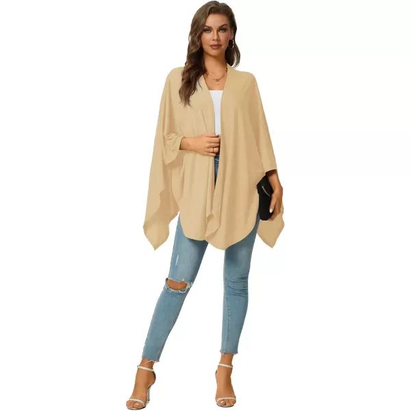LYANER Women's Drape Front Open Irregular Hem 3/4 Batwing Sleeve Knitted Cardigan Outwear Coat