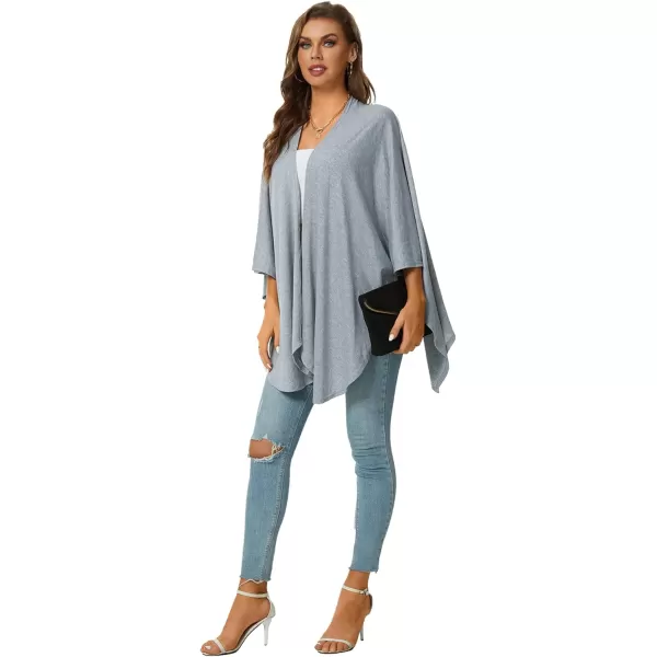 LYANER Women's Drape Front Open Irregular Hem 3/4 Batwing Sleeve Knitted Cardigan Outwear Coat