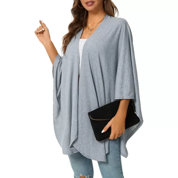 LYANER Women's Drape Front Open Irregular Hem 3/4 Batwing Sleeve Knitted Cardigan Outwear Coat