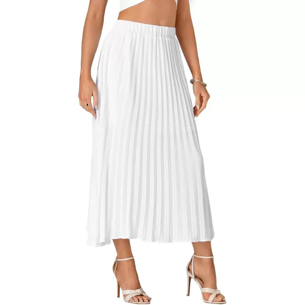 LYANER Women's Elastic High Waist Flowy Pleated Chiffon Swing A-line Causal Midi Skirt