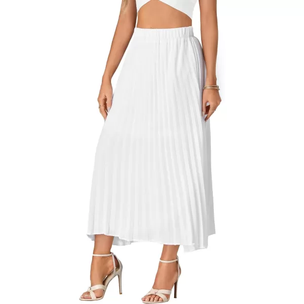 LYANER Women's Elastic High Waist Flowy Pleated Chiffon Swing A-line Causal Midi Skirt
