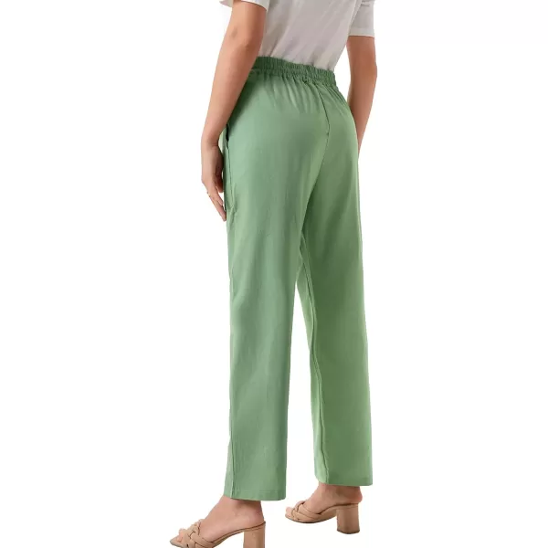 LYANER Women's Elastic High Waist Straight Leg Casual Long Pants with Pockets