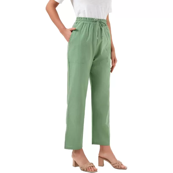 LYANER Women's Elastic High Waist Straight Leg Casual Long Pants with Pockets