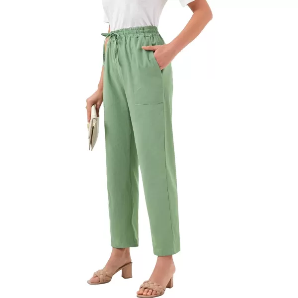 LYANER Women's Elastic High Waist Straight Leg Casual Long Pants with Pockets