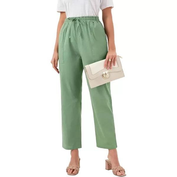 LYANER Women's Elastic High Waist Straight Leg Casual Long Pants with Pockets