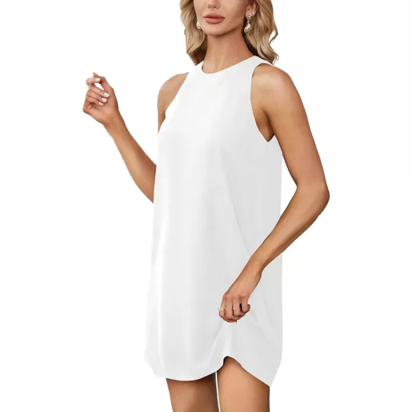 LYANER Women's Elegant Crewneck Sleeveless Loose Fitted Basis Tank Mini Dresses
