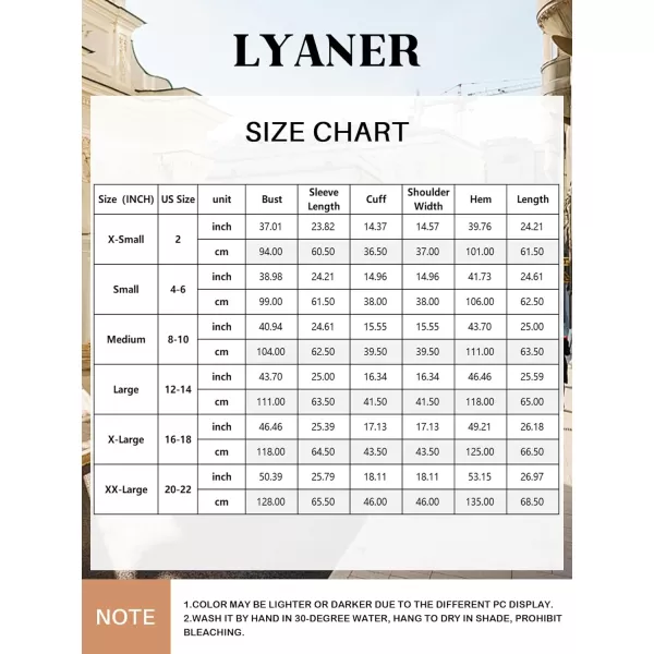 LYANER Women's Elegant Lace V Neck Lined Long Sleeve Tunic Blouse Shirt Top