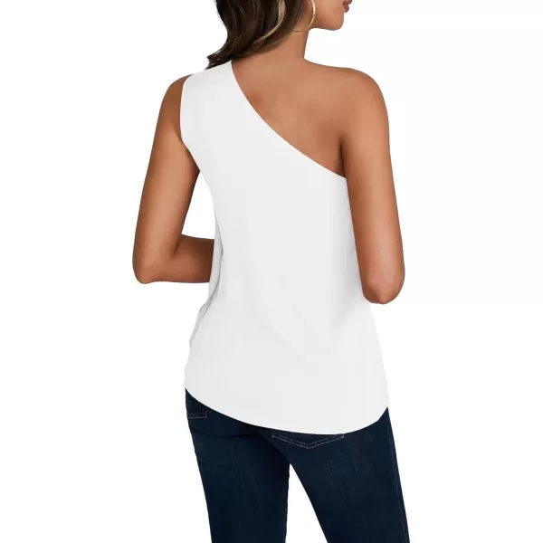 LYANER Women's Elegant Satin Ruffle One Shoulder Sleeveless Tunic Blouse Shirt Top