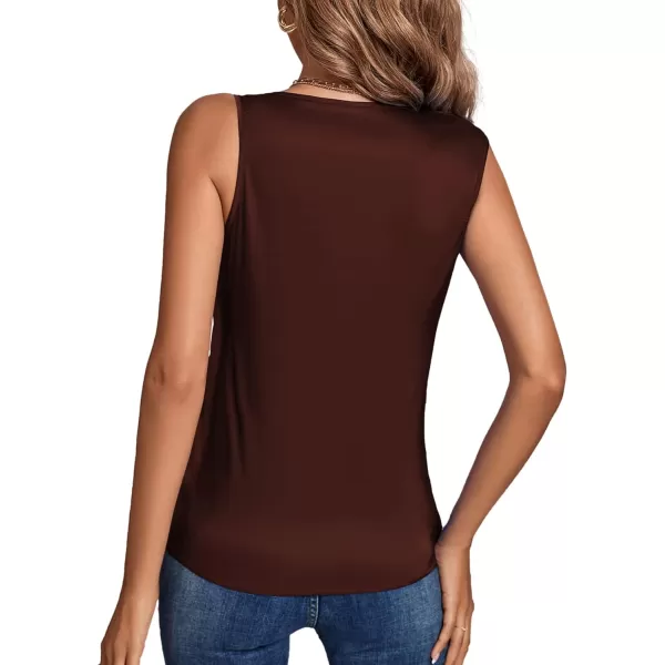 LYANER Women's Elegant Satin Silky One Shoulder Drape Front Sleeveless Blouse Shirt Tops