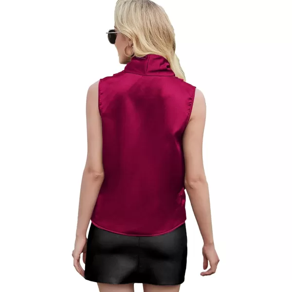 LYANER Women's Elegant Satin Wrap V Neck Sleeveless Tank Blouse Tee Top