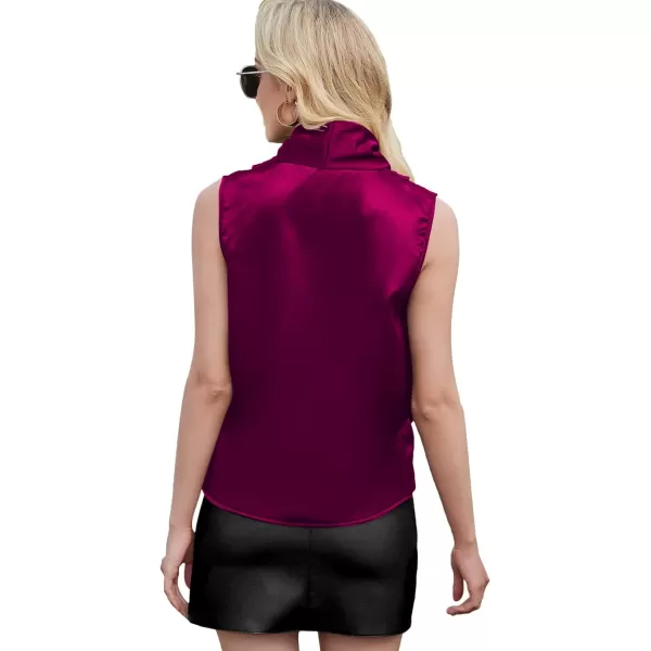 LYANER Women's Elegant Satin Wrap V Neck Sleeveless Tank Blouse Tee Top