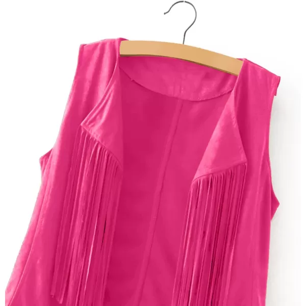 LYANER Women's Faux Suede Tassels Vest Cardigan Open-Front Vest Cardigan Jacket