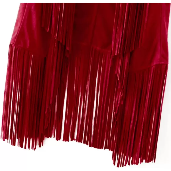 LYANER Women's Faux Suede Tassels Vest Cardigan Open-Front Vest Cardigan Jacket