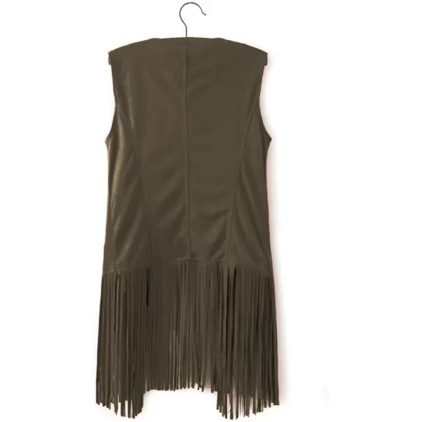 LYANER Women's Faux Suede Tassels Vest Cardigan Open-Front Vest Cardigan Jacket