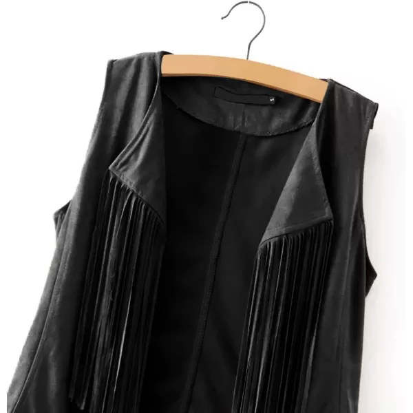 LYANER Women's Faux Suede Tassels Vest Cardigan Open-Front Vest Cardigan Jacket