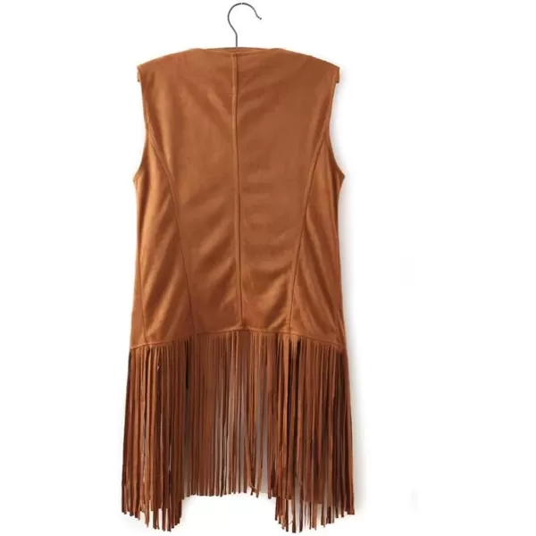 LYANER Women's Faux Suede Tassels Vest Cardigan Open-Front Vest Cardigan Jacket