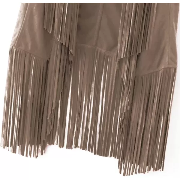 LYANER Women's Faux Suede Tassels Vest Cardigan Open-Front Vest Cardigan Jacket