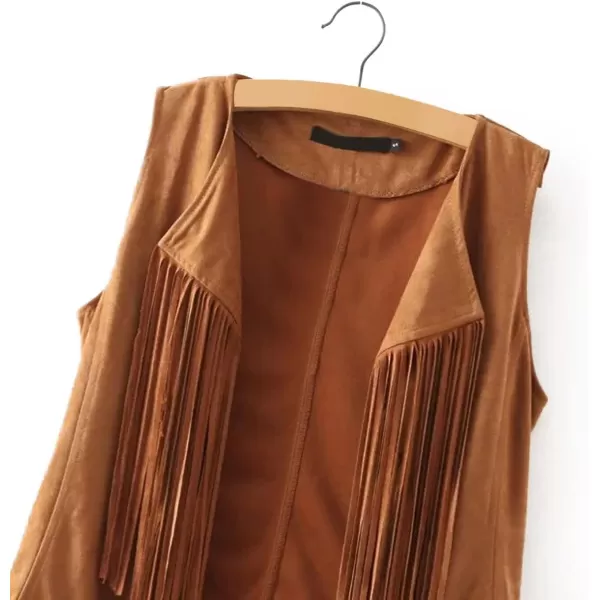 LYANER Women's Faux Suede Tassels Vest Cardigan Open-Front Vest Cardigan Jacket