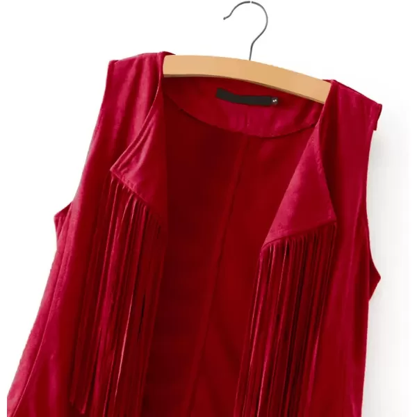 LYANER Women's Faux Suede Tassels Vest Cardigan Open-Front Vest Cardigan Jacket